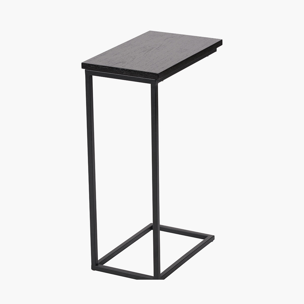 Soho Black Ash Wood & Black Metal Supper Side Table